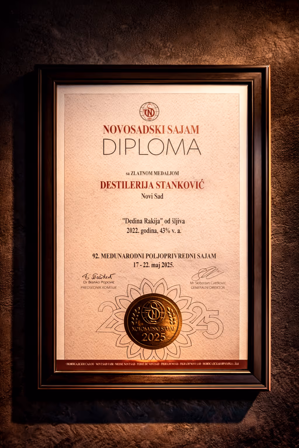 Šljiva rakija – zlatna medalja 2025