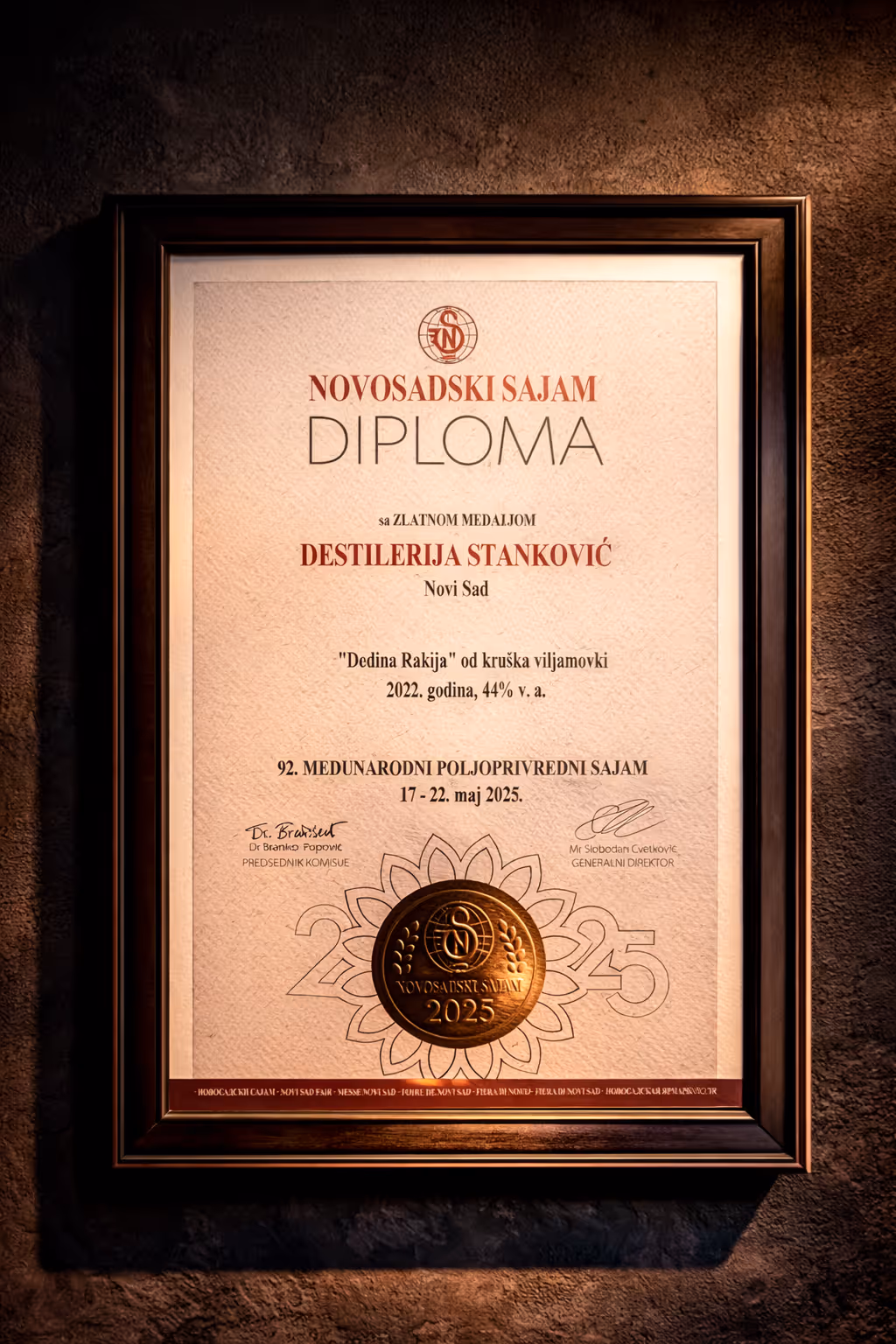 Kruška rakija – zlatna medalja 2025